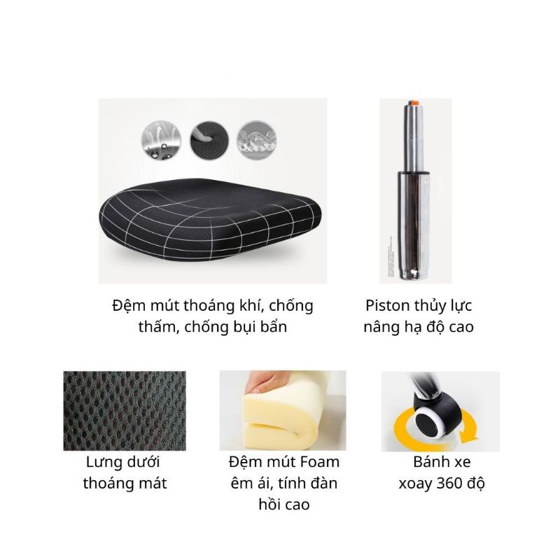 Ghế xoay văn phòng lưng lưới ô vuông hàng loại 1