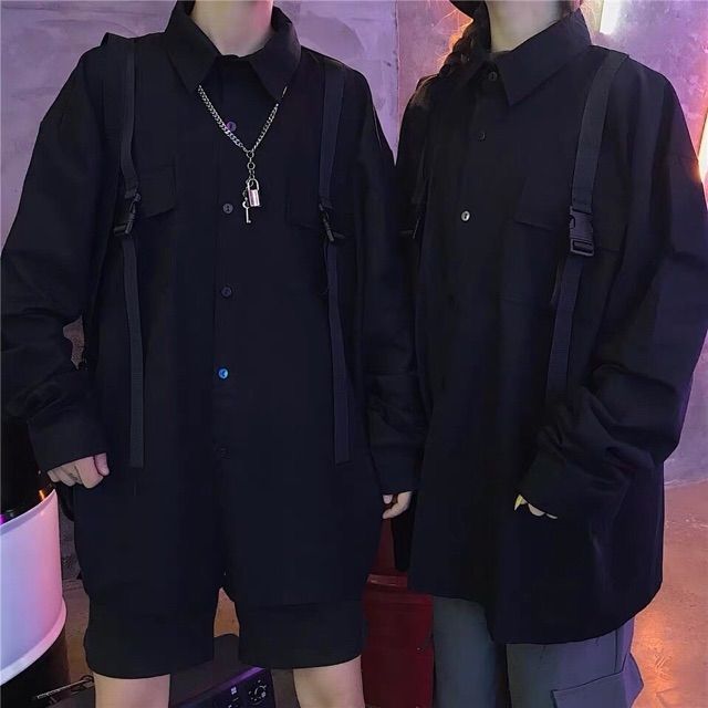 Sơ mi khoác kaki phối khóa cài form rộng unisex | BigBuy360 - bigbuy360.vn
