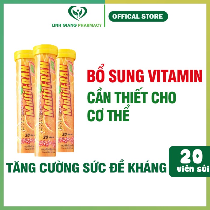 [ Hàng chính hãng] Viên sủi bổ sung vitamin C Multifra ❤️FREESHIP❤️ tăng sức đề kháng Tuýp 20 viên
