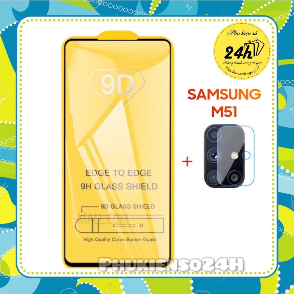 Samsung M51 - Combo Kính Cường Lực Full Màn Hình M51 + Dán bảo vệ camera cho Samsung M51