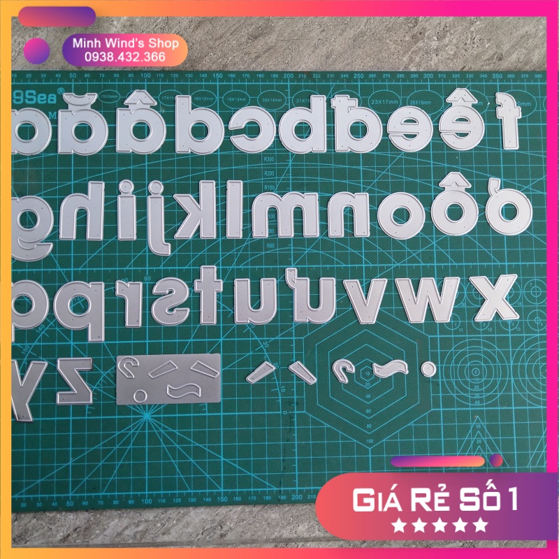 A45 - Khuôn Kim Loại Cắt Bảng Chữ Cái Mầm Non Font AVO Chữ Thường Size 3cm