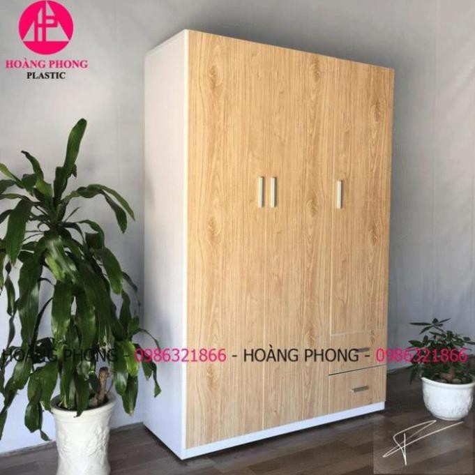 ( HÀNG CAO CẤP ) Tủ quần áo 3 cánh nhựa đài loan vân gỗ ngang 1m22 cao 1m85 miễn phí giao hàng | BigBuy360 - bigbuy360.vn
