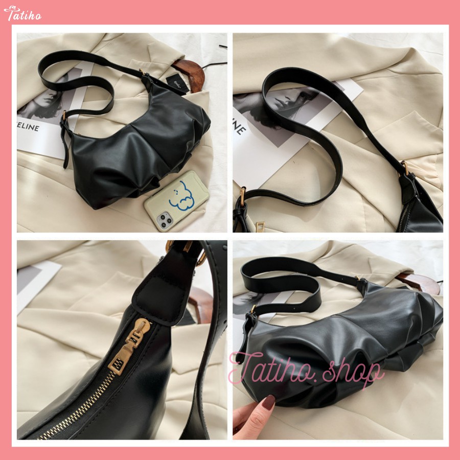 [HÀNG XỊN, GIÁ TỐT] Túi Xách Kẹp Nách Da Mềm Xếp Li Nhún Màu Trơn Thanh Lịch Đẹp - Mã TUI22