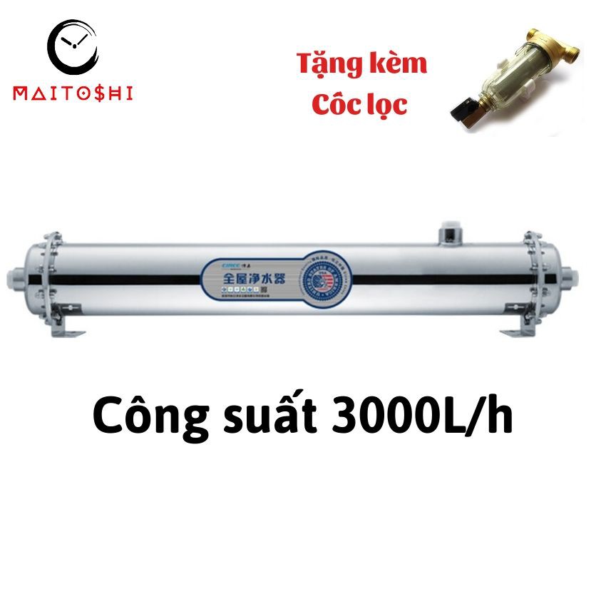 MÀNG SIÊU LỌC GIA ĐÌNH UF LIỀN VỎ 3000L Bảo Hành Đổi Mới Vỏ inox 304 Tặng kèm Cốc Lọc thô đầu nguồn