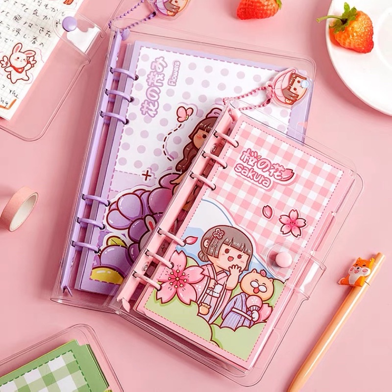 Sổ còng bìa PVC cô gái dễ thương đủ phụ kiện đi kèm