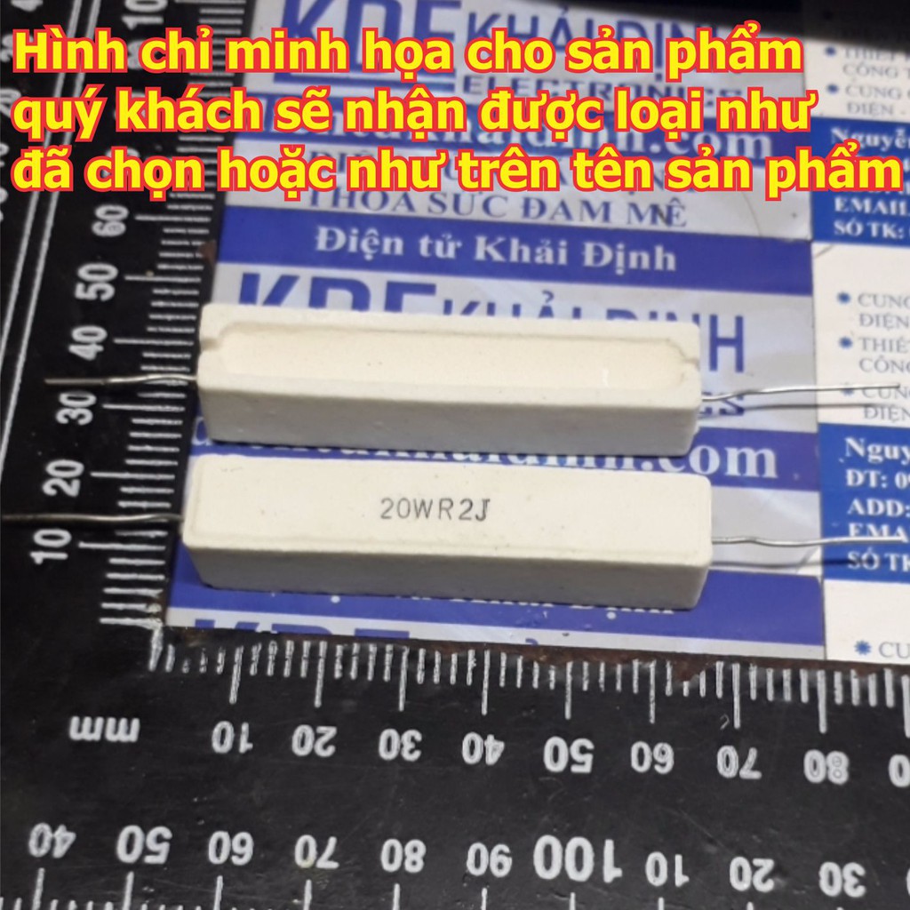 5 con điện trở 20W trở công suất, trở sứ 20W RJ các loại từ 0.1 Ohm đến 10k Ohm kde4917