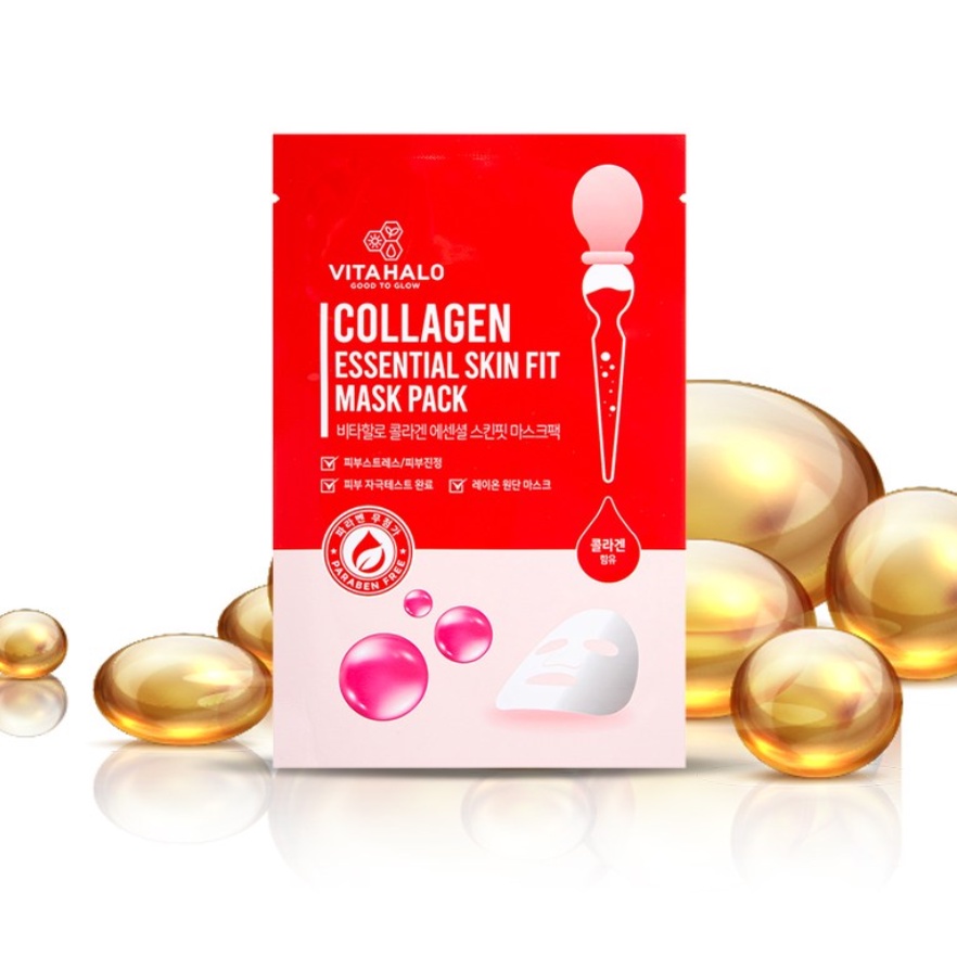 Set 50 miếng mặt nạ Vitahalo collagen dưỡng ẩm, căng bóng Hàn Quốc