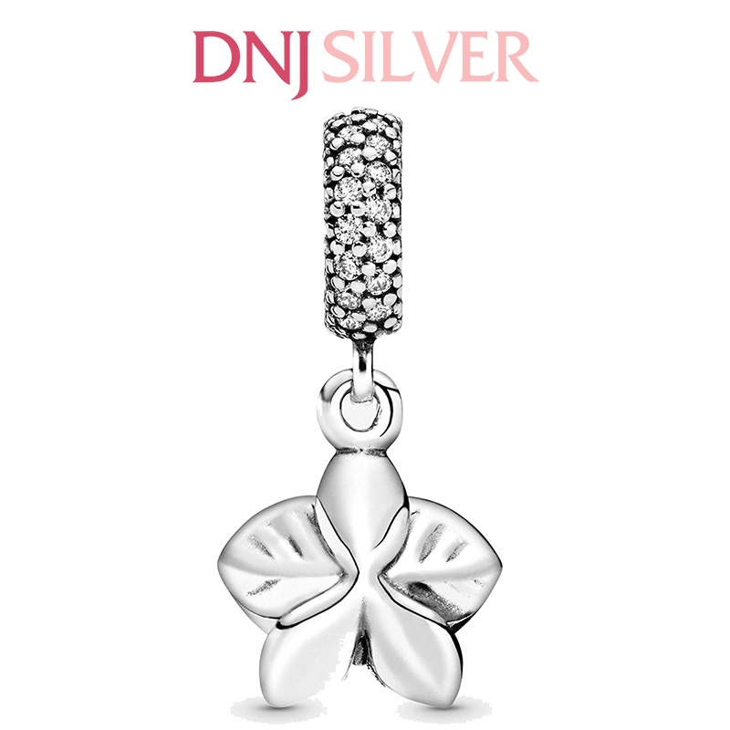 Charm bạc 925 cao cấp, hàng chuẩn bạc - Charm Purple Orchid Cubic Zirconia thích hợp để mix vòng tay charm - DN304