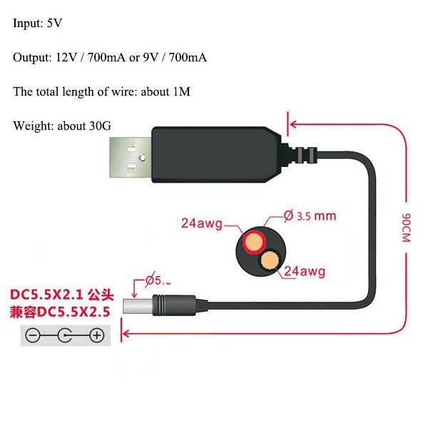 Mô đun tăng áp dc 5v sang dc 5v 9v 12v usb 2.1*5.5mm