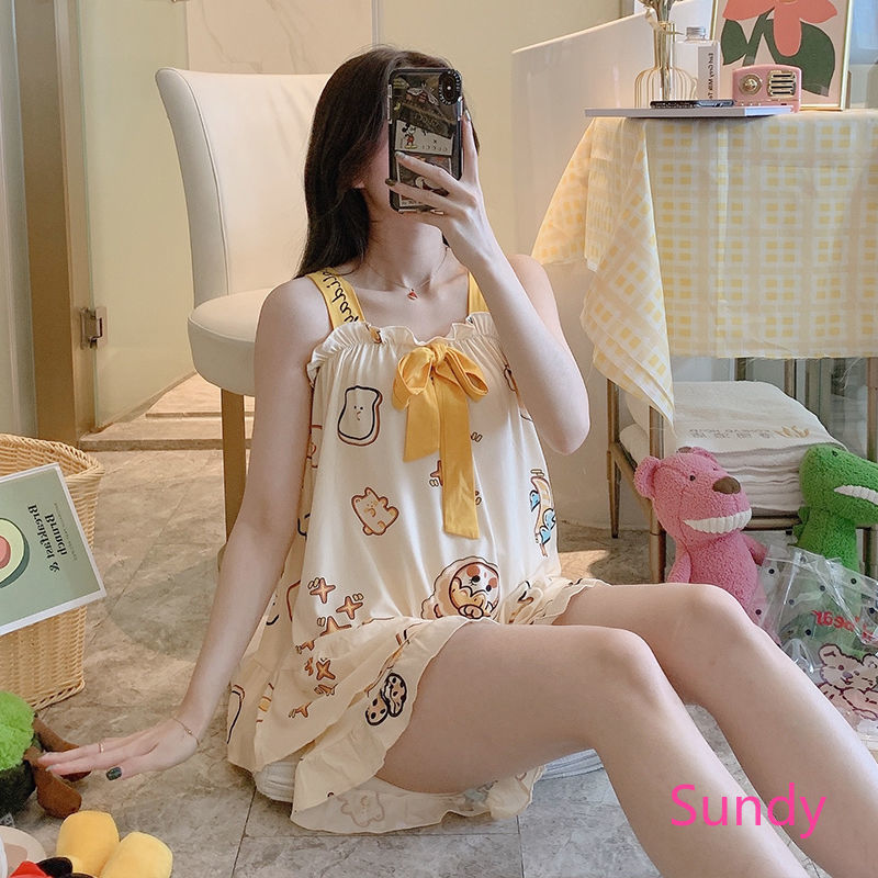 Bộ đồ ngủ mặc nhà 2 dây ngọt ngào gợi cảm mùa hè
