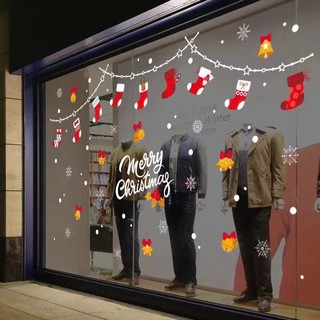 Decal trang trí Noel - rèm vớ đỏ