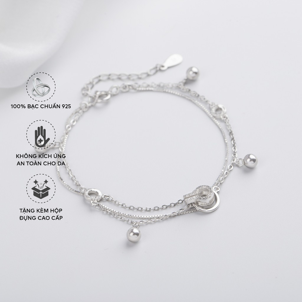 Lắc Tay Bạc Blue Peach Circle Double LT448