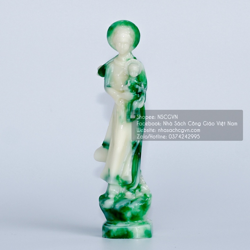 Tượng màu cẩm thạch Đức Mẹ La Vang - Mẹ Maria 13cm để xe ô tô, để bàn N36-2 Quà tặng Công Giáo