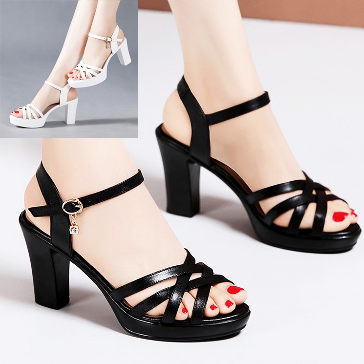 Sandal Gót Vuông Quai Dây Đan Xinh Xắn - Cg13