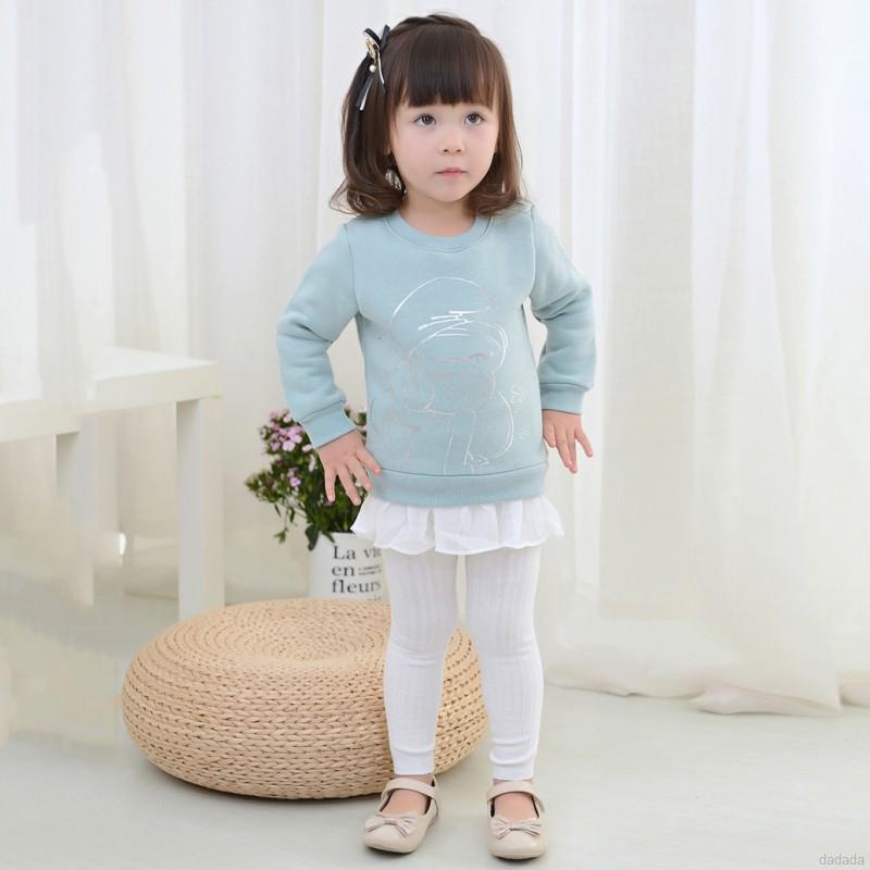 Quần legging dệt kim màu trơn thời trang thu đông xinh xắn dành cho bé gái