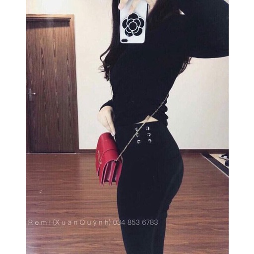 Quần legging, quần nữ cạp cao cách điệu 2 bên sườn tôn dáng, ôm vòng eo | BigBuy360 - bigbuy360.vn