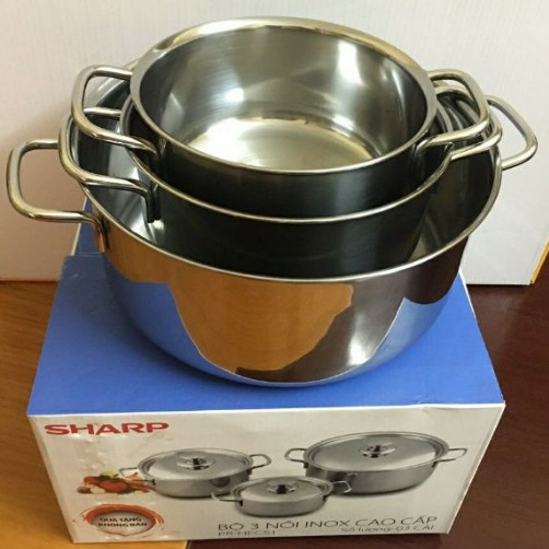 Bộ 3 nồi inox không gỉ cao cấp