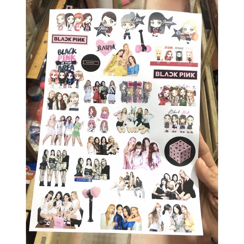 sticker BLACKPINK sét 32 cái ép lụa căts bế laze bóc dán / hình dán kpop BLACKPINK