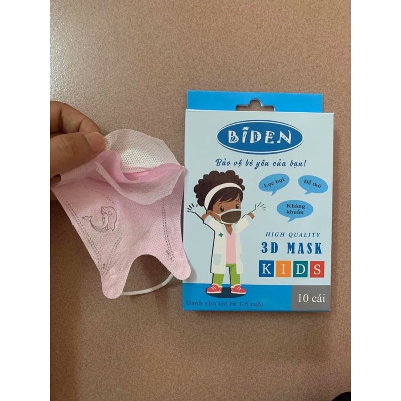 Khẩu trang 5D cho bé 2-5 tuổi hộp 10 cái nhiều họa tiết