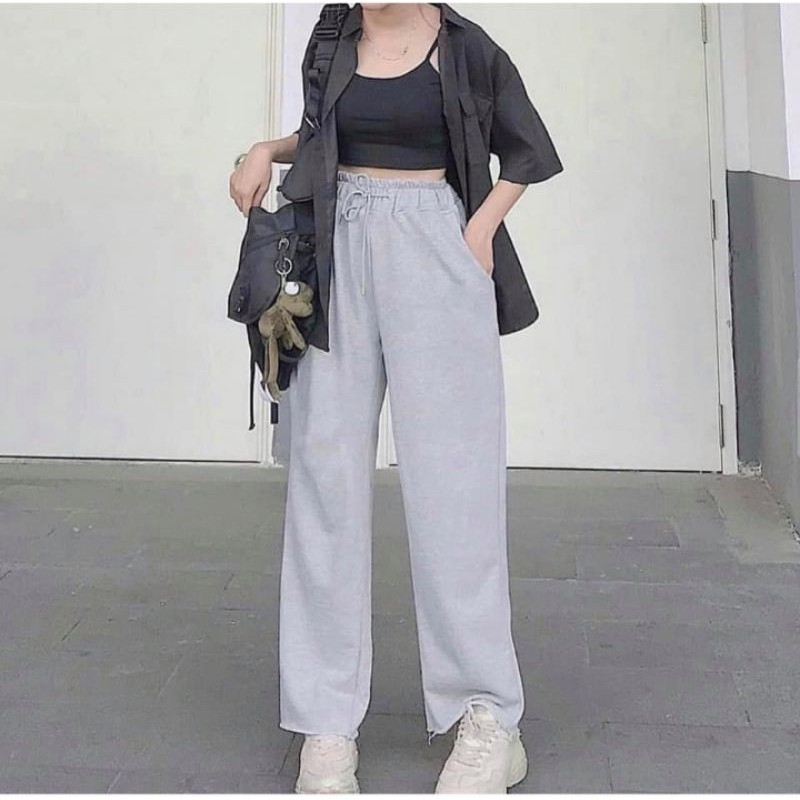 Quần jogger ống rộng nữ🦋Culottes dáng suông rách gấu cạp cao kéo dài chân ulzzang HOT🦋and🦋ống bó