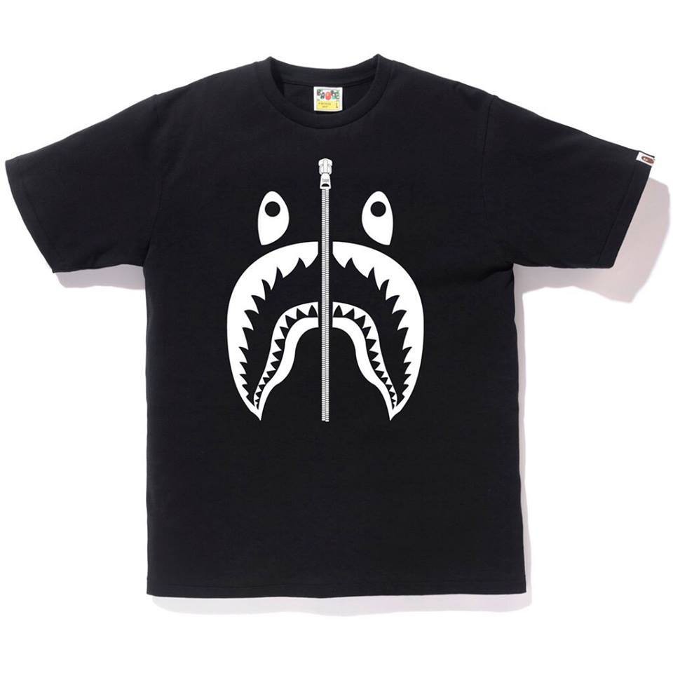 Áo Tee Bape Shark Phản QUang Mù Mắt Full Tag Túi, Áo Thun Bape Shark ( GIN STORE)