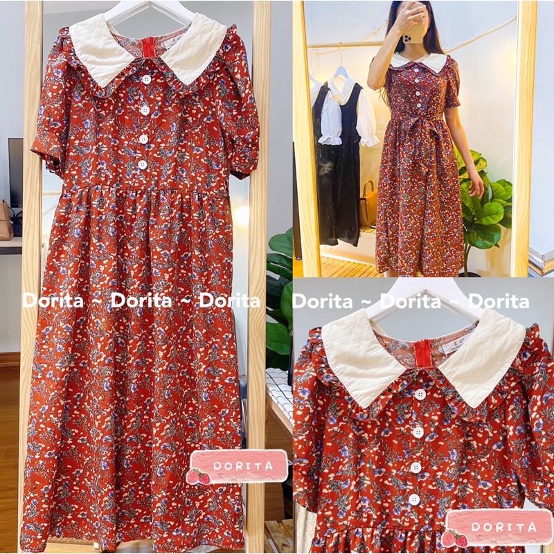 Đầm babydoll hoa nhí cổ bèo Đầm babydoll hoa nhí dáng dài - Dorita Boutique | BigBuy360 - bigbuy360.vn