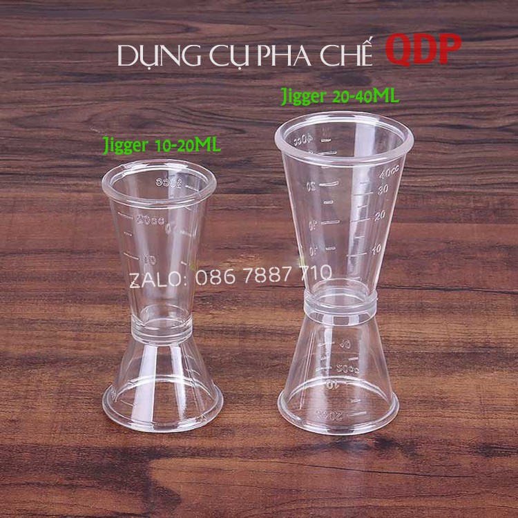 Cốc Ly đong nhựa Jigger 2 đầu 10/20CC - Jigger nhựa 20/40CC - Định lượng có chia vạch pha chế đa năng