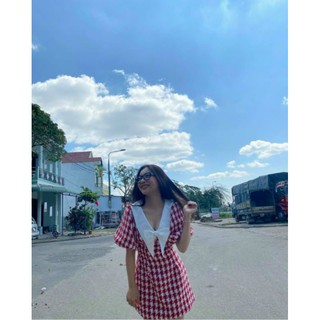 Đầm Caro Phối Cổ Peter