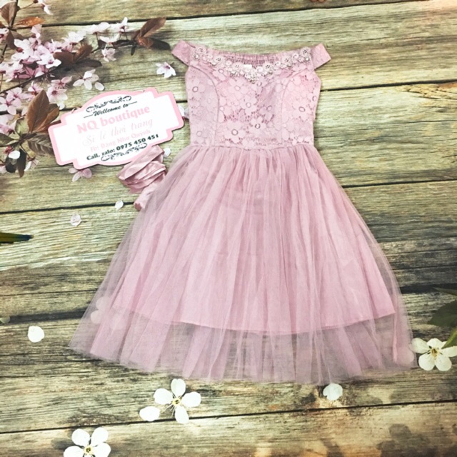 Đầm công chúa trễ vai ảnh thật nhiều màu