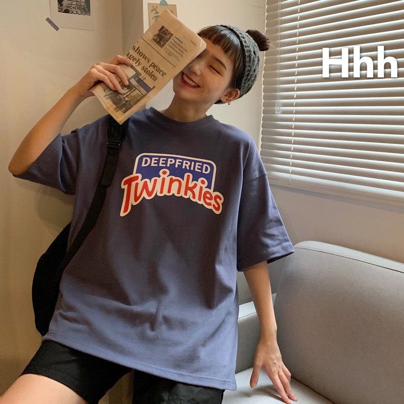 Áo thun nữ nam unisex tay lỡ phông form rộng TWINKIES teen cổ tròn oversize cotton giá rẻ màu đen trắng tee pull