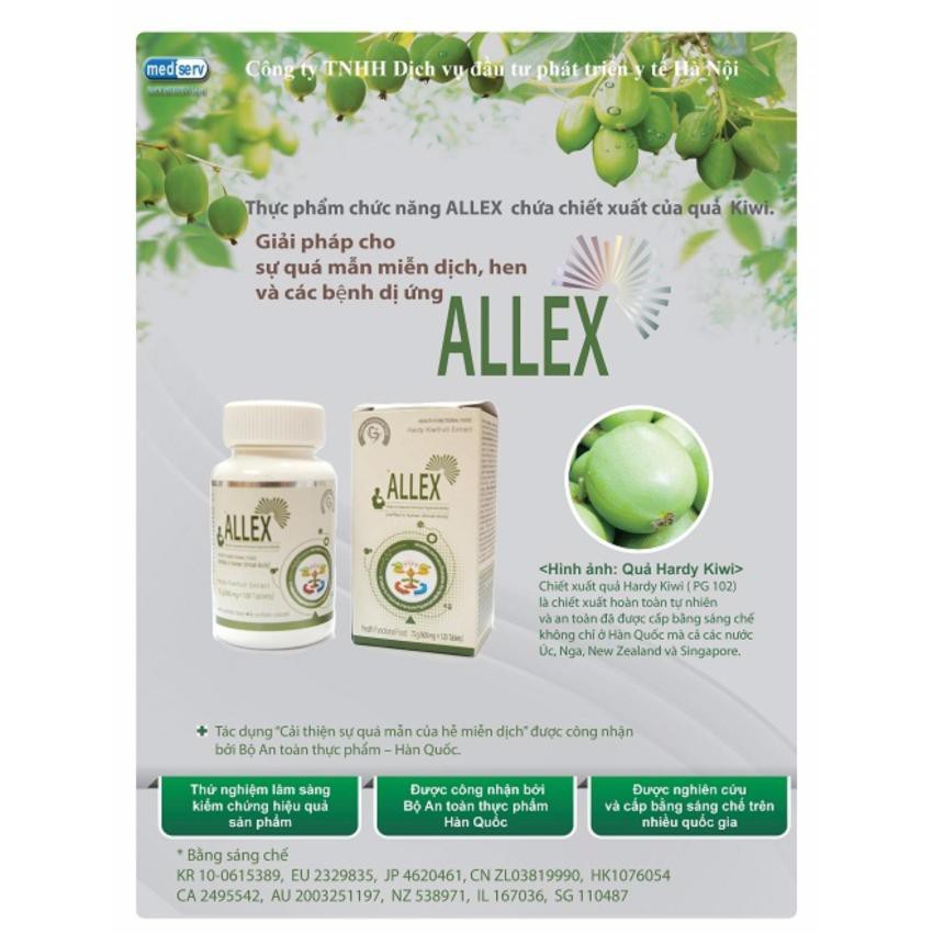 Viên uống Allex hỗ trợ điều trị viêm da cơ địa, viêm mũi dị dứng, hen xuyễn, dị ứng thời tiết, mẩn ngứa mề đay