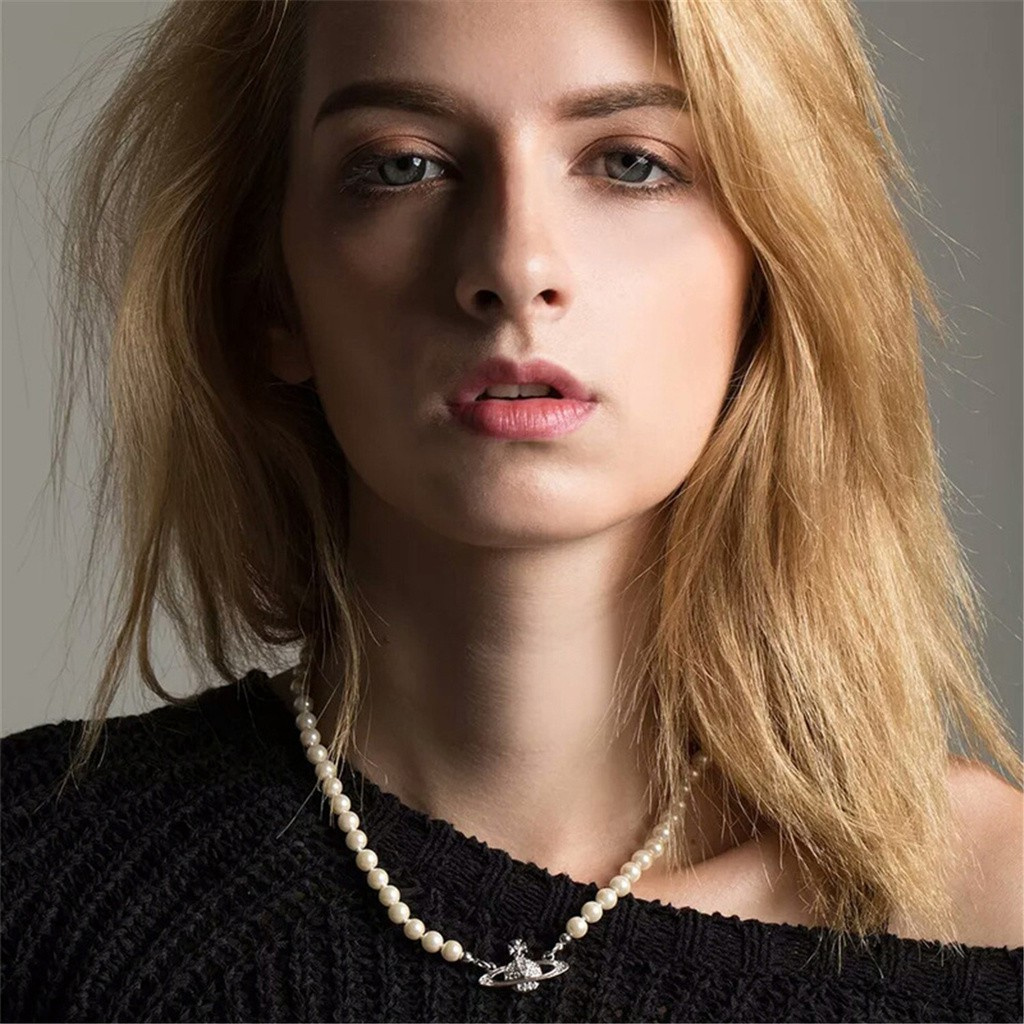 vòng cổ Choker Mặt Hình Hành Tinh Ngọc Trai Giả Nhiều Màu Thời Trang Cho Nữ