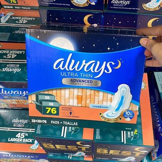 Băng Vệ Sinh Ban Ngày Always Ultra Thin Advanced Long Pads 88 miếng & Overnight Pads 76 miếng