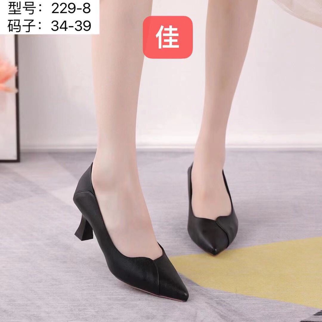 Giày thời trang nữ QC PPP ❤️FREESHIP❤️ Giày công sở cao gót mũi nhọn da mềm cách điệu, gót 6cm 229-8