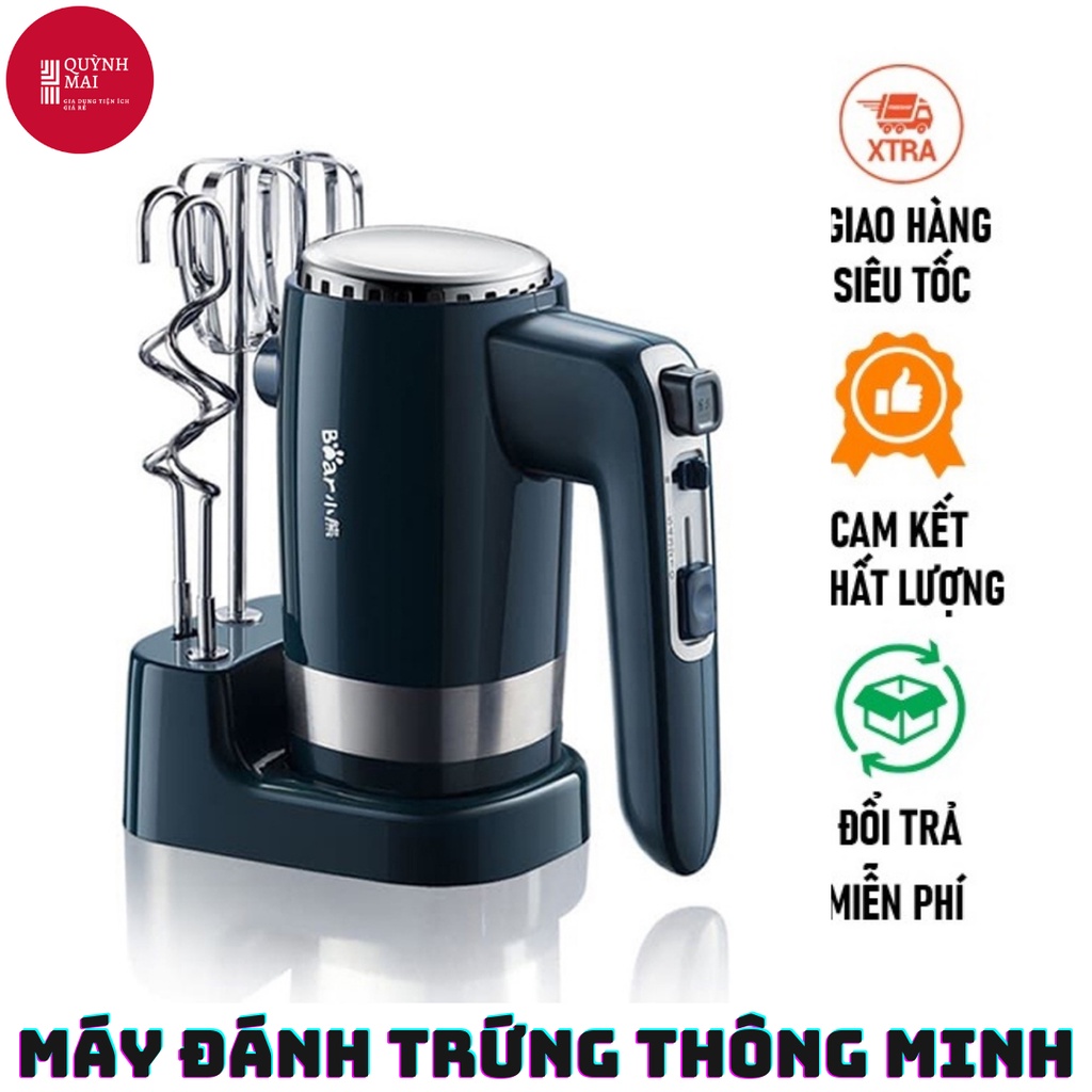 Máy đánh trứng cầm tay mini Bear B02L1, Máy trộn bột, đánh kem cầm tay đa năng,10 tốc độ động cơ mạnh, Bảo hành 18 tháng