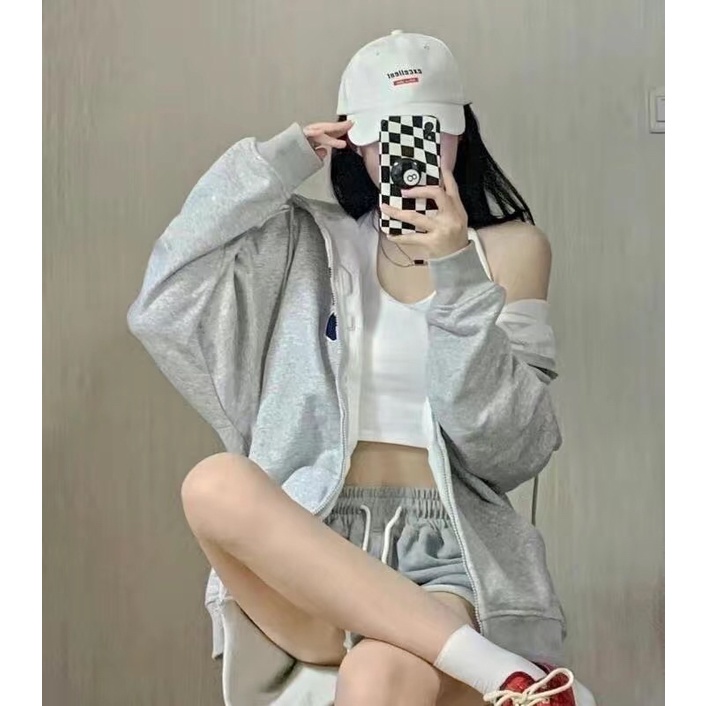 Áo hoodie zip thêu 462