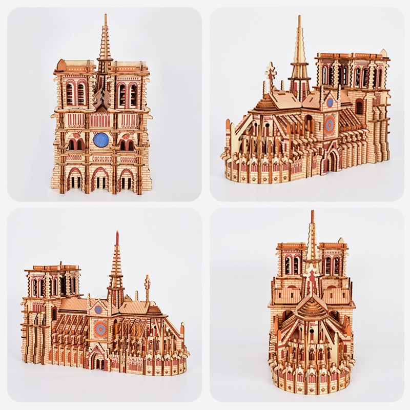 Đồ chơi lắp ráp gỗ 3D Mô hình Nhà Thờ Đức Bà Notre Dame Cathedral Laser