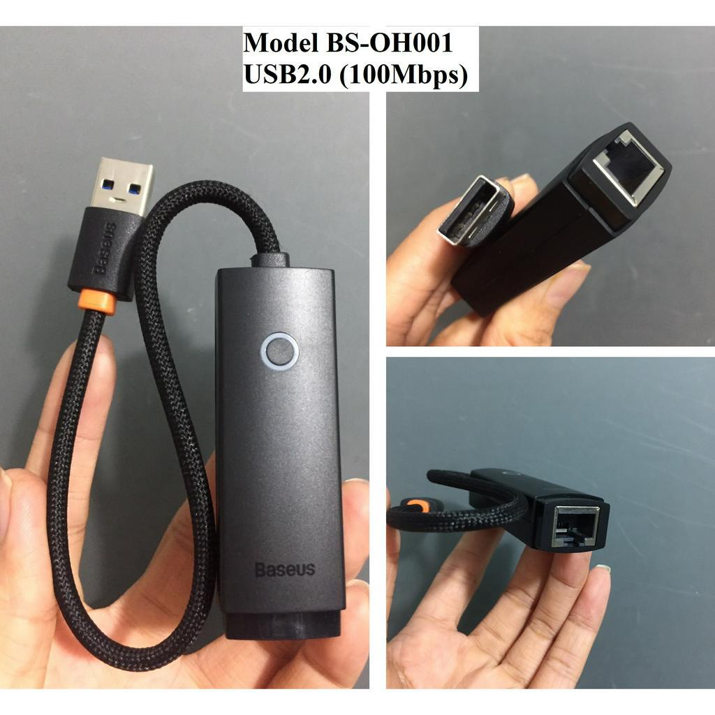[ USB ra LAN ] Hub / đầu chuyển USB3.0 / USB2.0 ra LAN RJ45 Baseus Lite Series BS-OH002 / BS-OH001