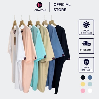 Áo thun tay lỡ Unisex Oversize Áo Phông Form Rộng Cổ Tròn Nam Nữ Crayon Local Brand Cotton 6 Màu