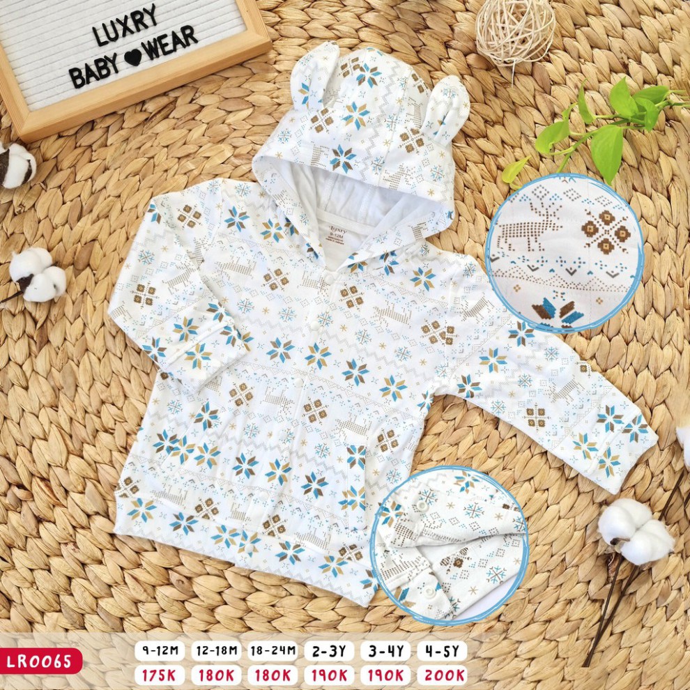 Áo khoác trẻ em 2 lớp hoạ tiết - Thương hiệu Luxry vải sợi tre