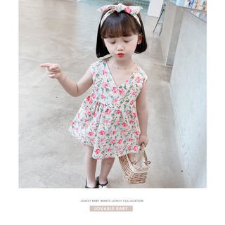 Đầm hoa bé gái gồm băng đô