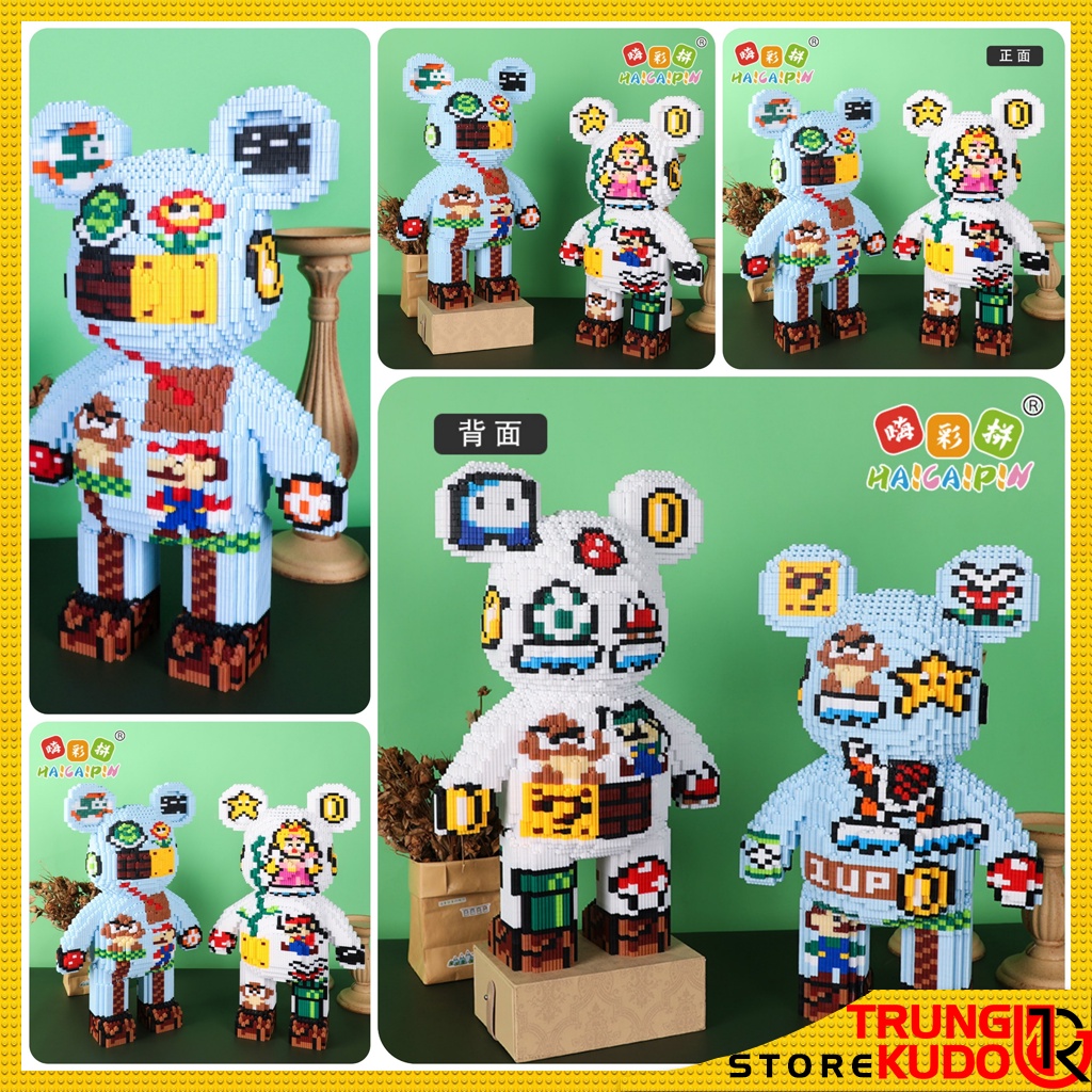 Gấu Bearbrick cỡ lớn hơn 40cm mô hình Bearbrick độc lạ dạng đồ chơi lắp ráp dùng làm quà tặng, đồ decor