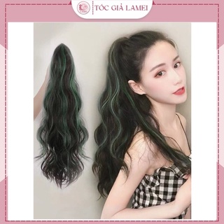 Tóc giả nữ đuôi ngoạm xù light xanh lá