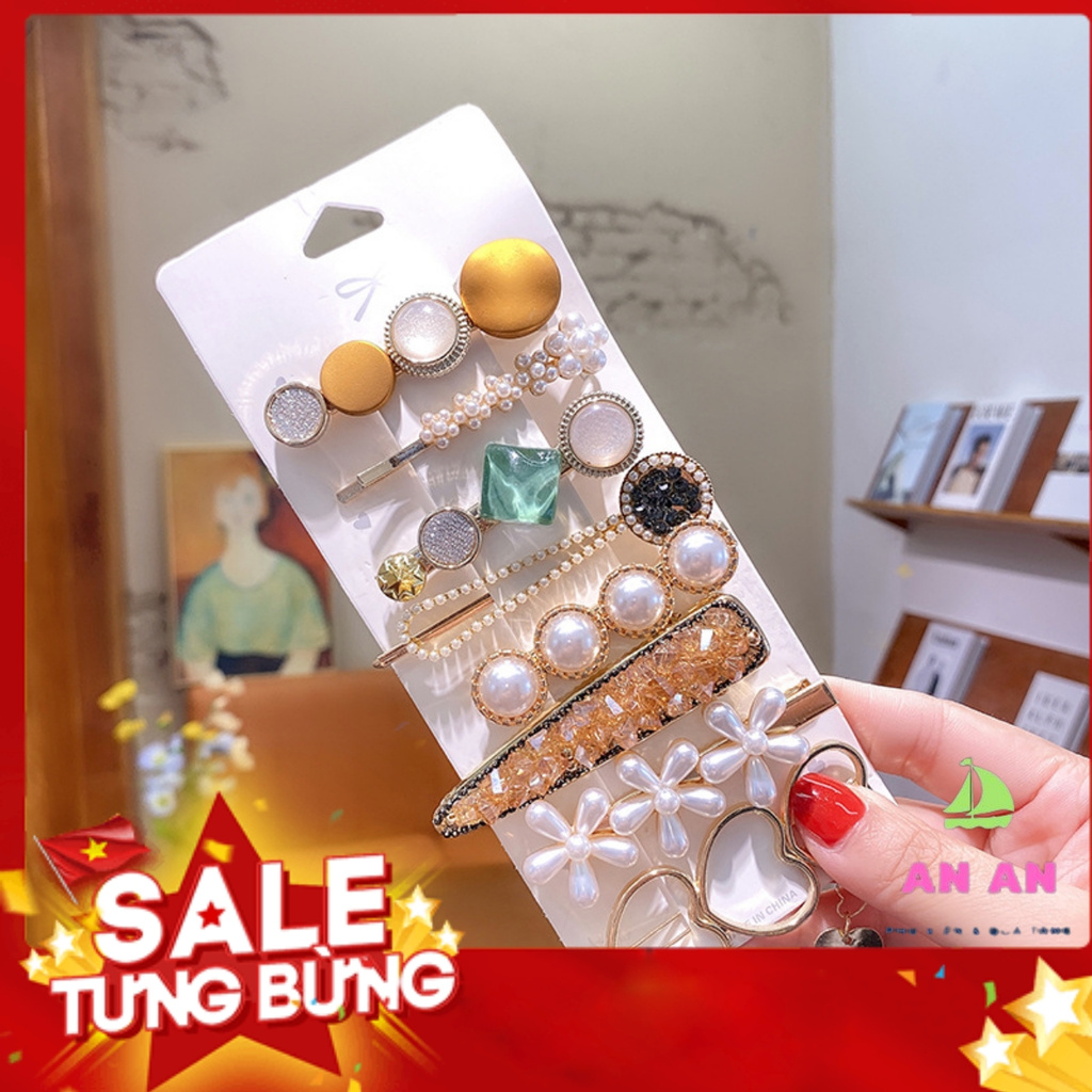 [sẵn kho] Ghim Kẹp Tóc Hình Sao Biển Đính Đá Phong Cách Tiểu Thư Sang Chảnh phụ kiện tóc xinh cho các bạn nữ TO11-SET3