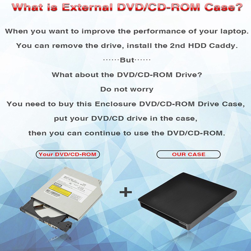 Hộp Đựng Ổ Cứng Ngoài Usb 3.0 Sata Dvd 12.7mm Cd-Rom Cho Laptop Notebook | BigBuy360 - bigbuy360.vn