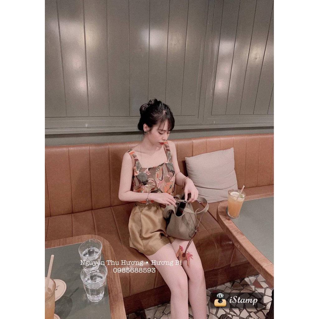 Set Áo Hoa Lá Vàng 2 Dây Quần Sooc | BigBuy360 - bigbuy360.vn