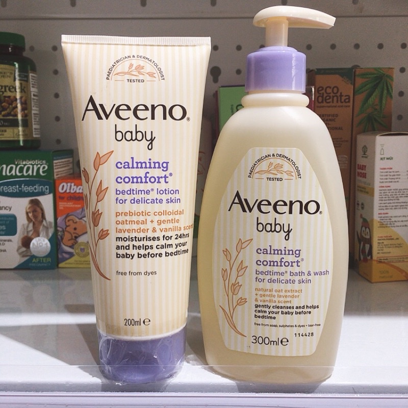 Sữa tắm rửa và lotion Aveeno Calming Comfort Bedtime lọ 300ml