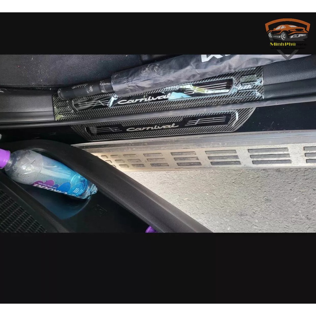 Bộ 6 ốp bậc giẫm chân trong + ngoài mạ Carbon xe Kia Carnival 2022