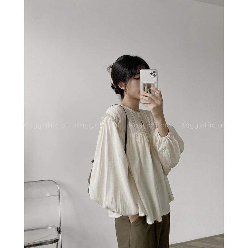 Áo Kiểu FICA TOP form babydoll suông rộng chất đũi mát chuẩn style hàn xẻng hàng nhập quảng châu