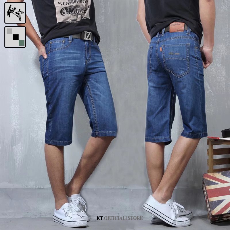 Quần Short Denim Xanh Dương Bạc Màu Dáng Ôm Size Lớn Thời Trang Nam 28-38 Phiên Bản Hàn Quốc-KT2006